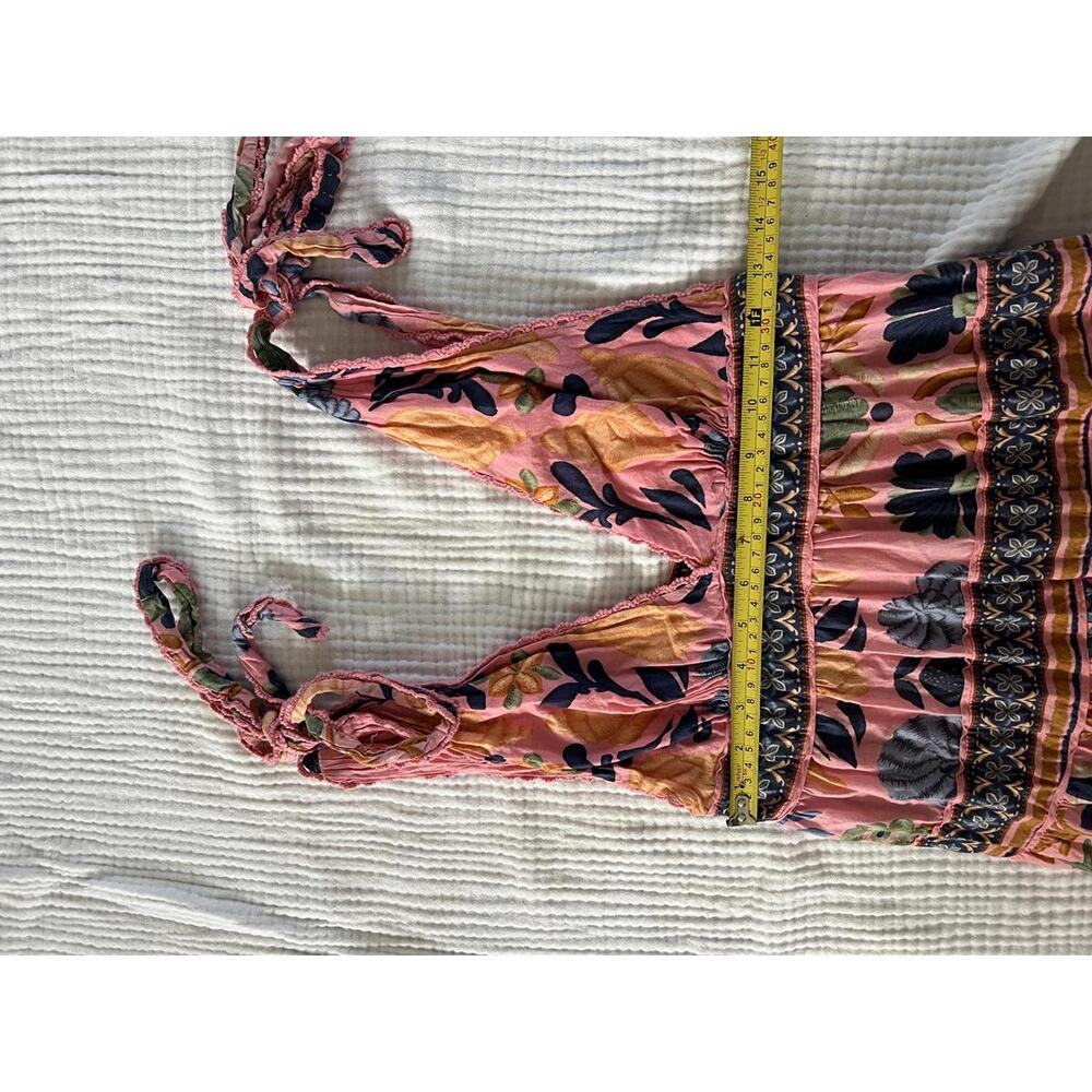 Farm Rio - Tiered Floral Midi Dress with Tie Shoulder Straps, Size S - Picture 11 of 11
